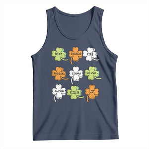 Funny Skibidi Rizz St Patrick's Day Tank Top Shamrock Clover Candy Rizzler Meme TS11 Navy Print Your Wear