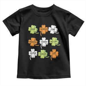 Funny Skibidi Rizz St Patrick's Day Toddler T Shirt Shamrock Clover Candy Rizzler Meme TS11 Black Print Your Wear