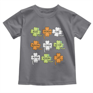 Funny Skibidi Rizz St Patrick's Day Toddler T Shirt Shamrock Clover Candy Rizzler Meme TS11 Charcoal Print Your Wear