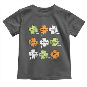 Funny Skibidi Rizz St Patrick's Day Toddler T Shirt Shamrock Clover Candy Rizzler Meme TS11 Dark Heather Print Your Wear