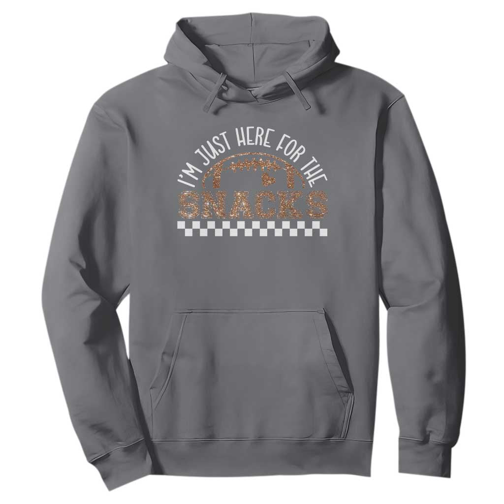 Funny American Football I'm Just Here For The Snacks Hoodie Glitter Print TS11 Charcoal Print Your Wear