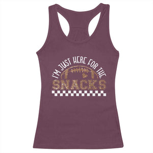 Funny American Football I'm Just Here For The Snacks Racerback Tank Top Glitter Print TS11 Maroon Print Your Wear