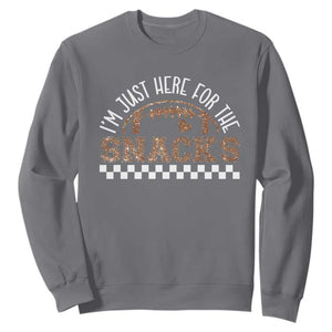 Funny American Football I'm Just Here For The Snacks Sweatshirt Glitter Print TS11 Charcoal Print Your Wear