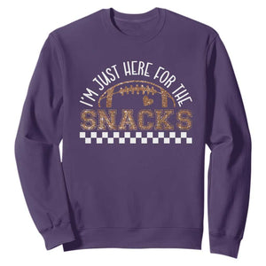 Funny American Football I'm Just Here For The Snacks Sweatshirt Glitter Print TS11 Purple Print Your Wear