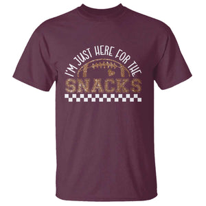 Funny American Football I'm Just Here For The Snacks T Shirt Glitter Print TS11 Maroon Print Your Wear