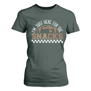 Funny American Football I'm Just Here For The Snacks T Shirt For Women Glitter Print TS11 Dark Forest Green Print Your Wear