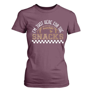 Funny American Football I'm Just Here For The Snacks T Shirt For Women Glitter Print TS11 Maroon Print Your Wear