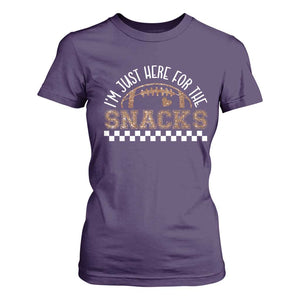 Funny American Football I'm Just Here For The Snacks T Shirt For Women Glitter Print TS11 Purple Print Your Wear