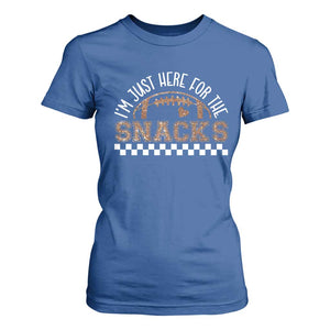 Funny American Football I'm Just Here For The Snacks T Shirt For Women Glitter Print TS11 Royal Blue Print Your Wear
