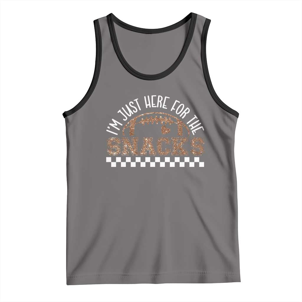 Funny American Football I'm Just Here For The Snacks Tank Top Glitter Print TS11 Deep Heather Black Print Your Wear