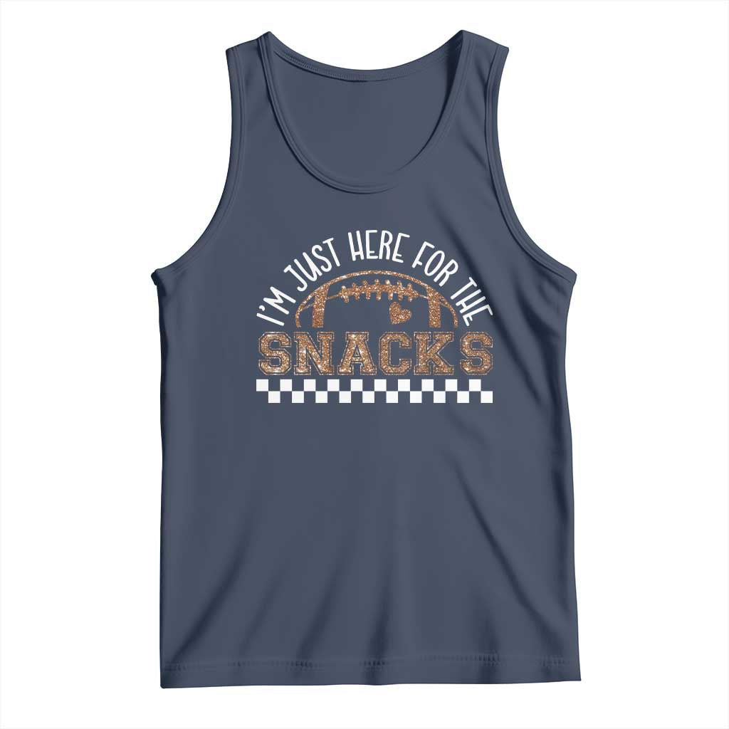 Funny American Football I'm Just Here For The Snacks Tank Top Glitter Print TS11 Navy Print Your Wear