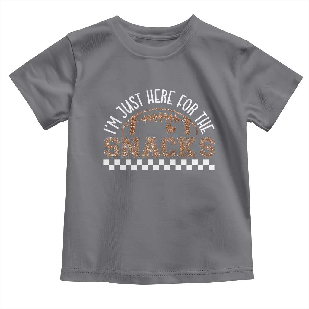 Funny American Football I'm Just Here For The Snacks Toddler T Shirt Glitter Print TS11 Charcoal Print Your Wear