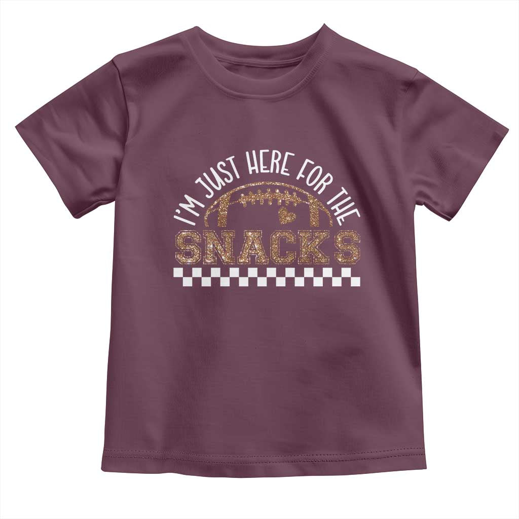 Funny American Football I'm Just Here For The Snacks Toddler T Shirt Glitter Print TS11 Maroon Print Your Wear
