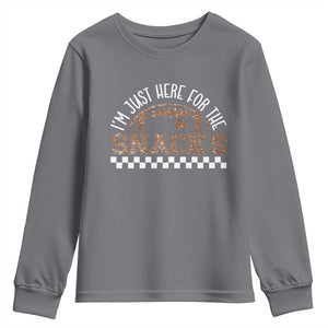 Funny American Football I'm Just Here For The Snacks Youth Sweatshirt Glitter Print TS11 Charcoal Print Your Wear