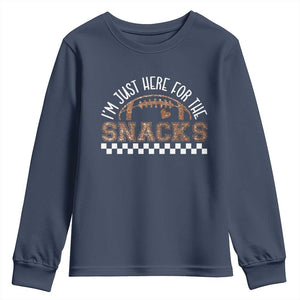 Funny American Football I'm Just Here For The Snacks Youth Sweatshirt Glitter Print TS11 Navy Print Your Wear
