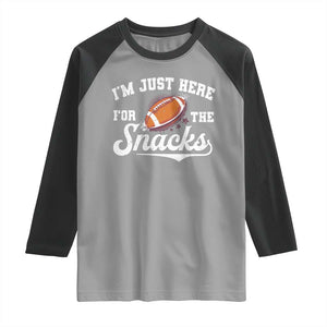 Funny American Football I'm Just Here For The Snacks Raglan Shirt Vintage Star TS11 Sport Gray Black Print Your Wear