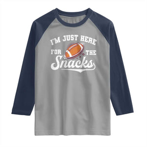 Funny American Football I'm Just Here For The Snacks Raglan Shirt Vintage Star TS11 Sport Gray Navy Print Your Wear