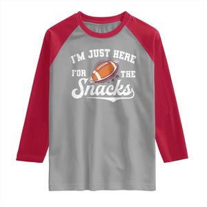 Funny American Football I'm Just Here For The Snacks Raglan Shirt Vintage Star TS11 Sport Gray Red Print Your Wear
