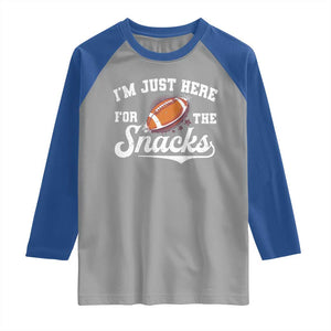 Funny American Football I'm Just Here For The Snacks Raglan Shirt Vintage Star TS11 Sport Gray Royal Print Your Wear