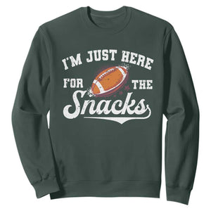Funny American Football I'm Just Here For The Snacks Sweatshirt Vintage Star TS11 Dark Forest Green Print Your Wear