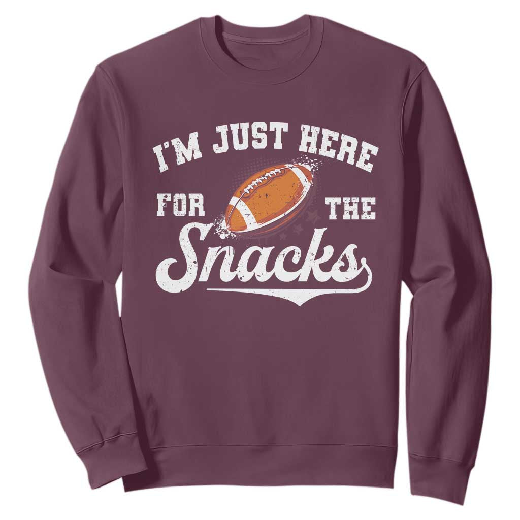 Funny American Football I'm Just Here For The Snacks Sweatshirt Vintage Star TS11 Maroon Print Your Wear