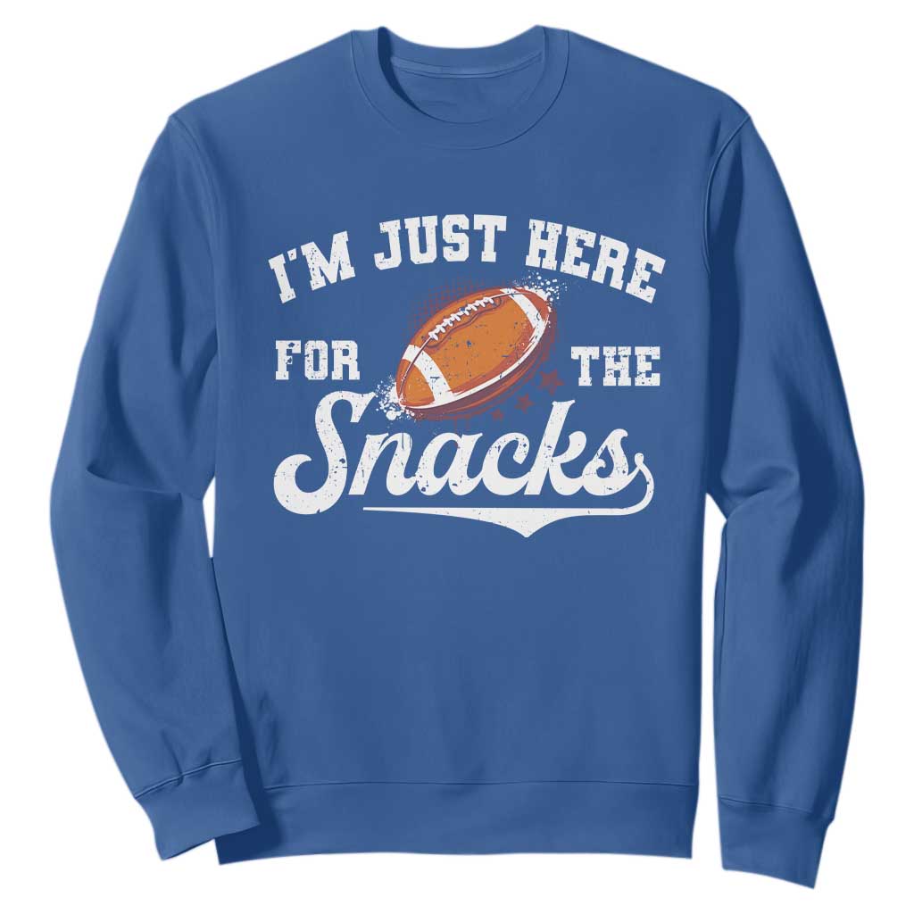 Funny American Football I'm Just Here For The Snacks Sweatshirt Vintage Star TS11 Royal Blue Print Your Wear