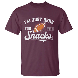 Funny American Football I'm Just Here For The Snacks T Shirt Vintage Star TS11 Maroon Print Your Wear