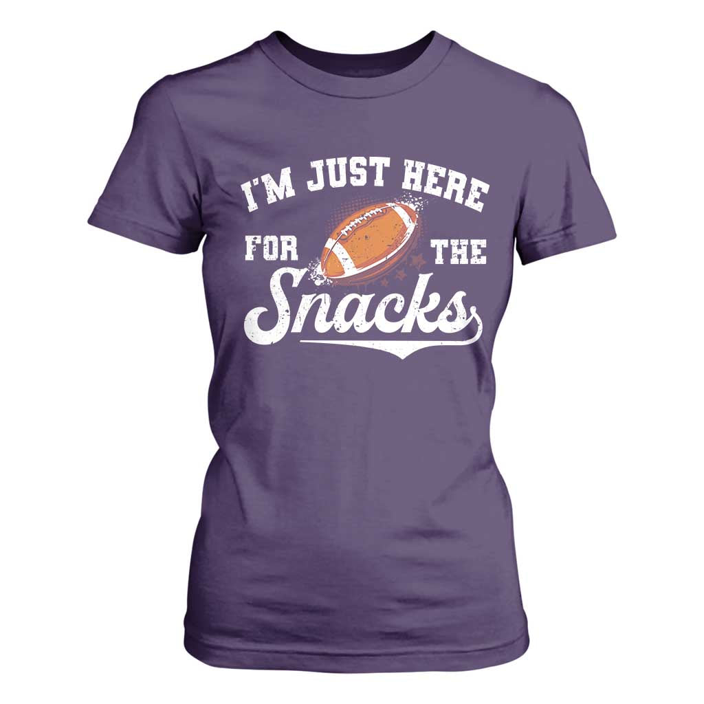Funny American Football I'm Just Here For The Snacks T Shirt For Women Vintage Star TS11 Purple Print Your Wear