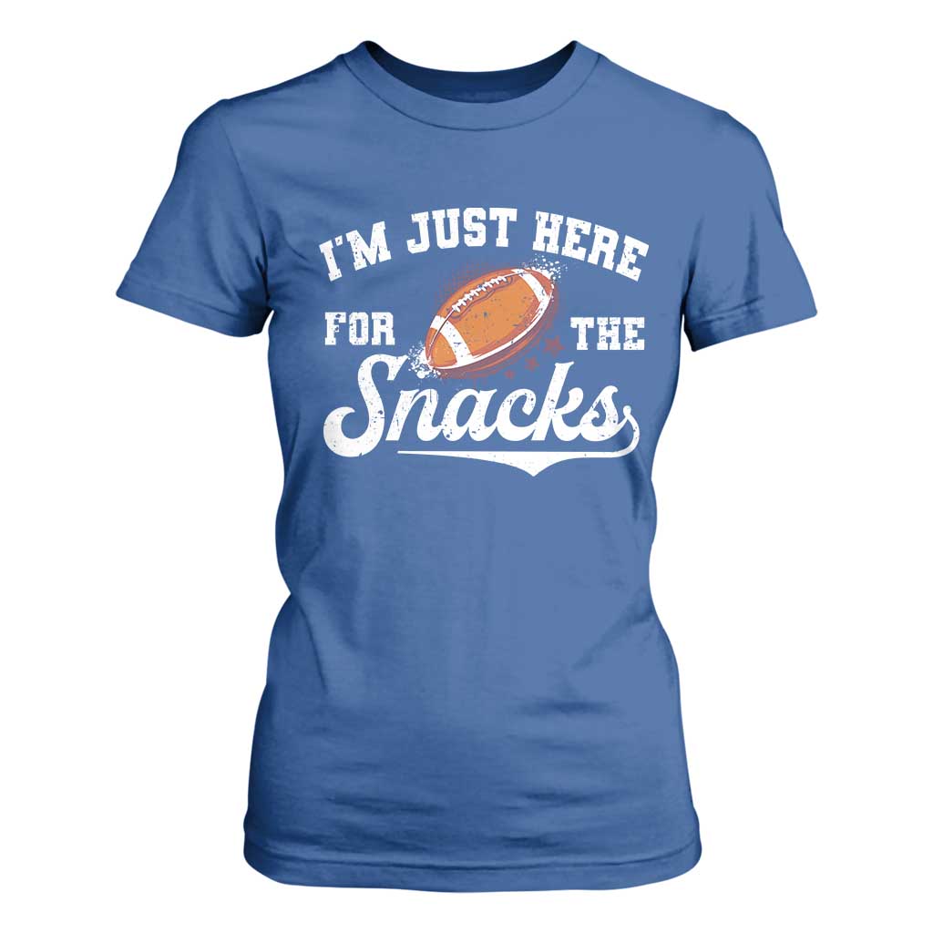 Funny American Football I'm Just Here For The Snacks T Shirt For Women Vintage Star TS11 Royal Blue Print Your Wear