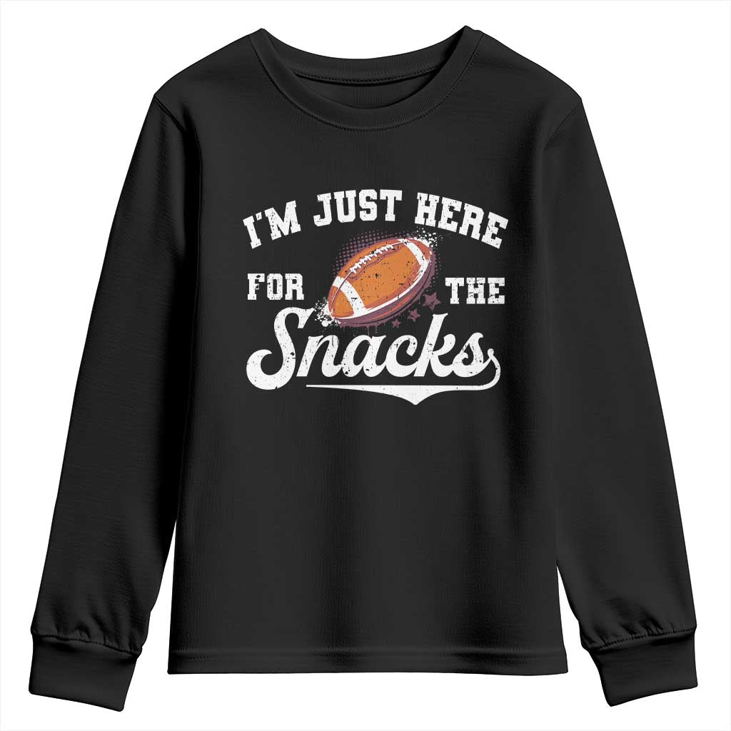 Funny American Football I'm Just Here For The Snacks Youth Sweatshirt Vintage Star TS11 Black Print Your Wear