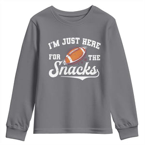 Funny American Football I'm Just Here For The Snacks Youth Sweatshirt Vintage Star TS11 Charcoal Print Your Wear