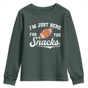 Funny American Football I'm Just Here For The Snacks Youth Sweatshirt Vintage Star TS11 Dark Forest Green Print Your Wear