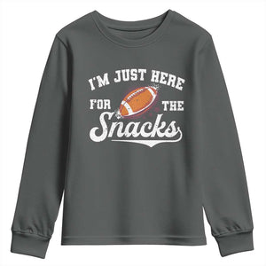 Funny American Football I'm Just Here For The Snacks Youth Sweatshirt Vintage Star TS11 Dark Heather Print Your Wear