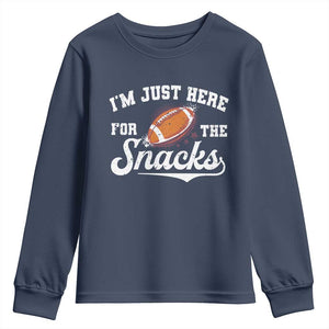 Funny American Football I'm Just Here For The Snacks Youth Sweatshirt Vintage Star TS11 Navy Print Your Wear