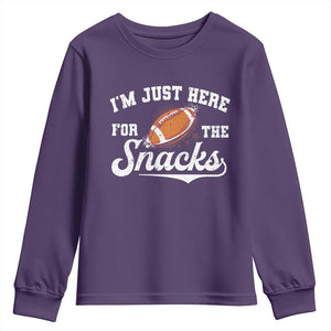 Funny American Football I'm Just Here For The Snacks Youth Sweatshirt Vintage Star TS11 Purple Print Your Wear