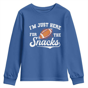 Funny American Football I'm Just Here For The Snacks Youth Sweatshirt Vintage Star TS11 Royal Blue Print Your Wear