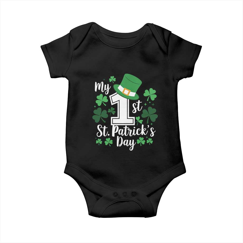 Funny My 1st St Patrick's Day Baby Onesie Shamrock TS11 Black Print Your Wear