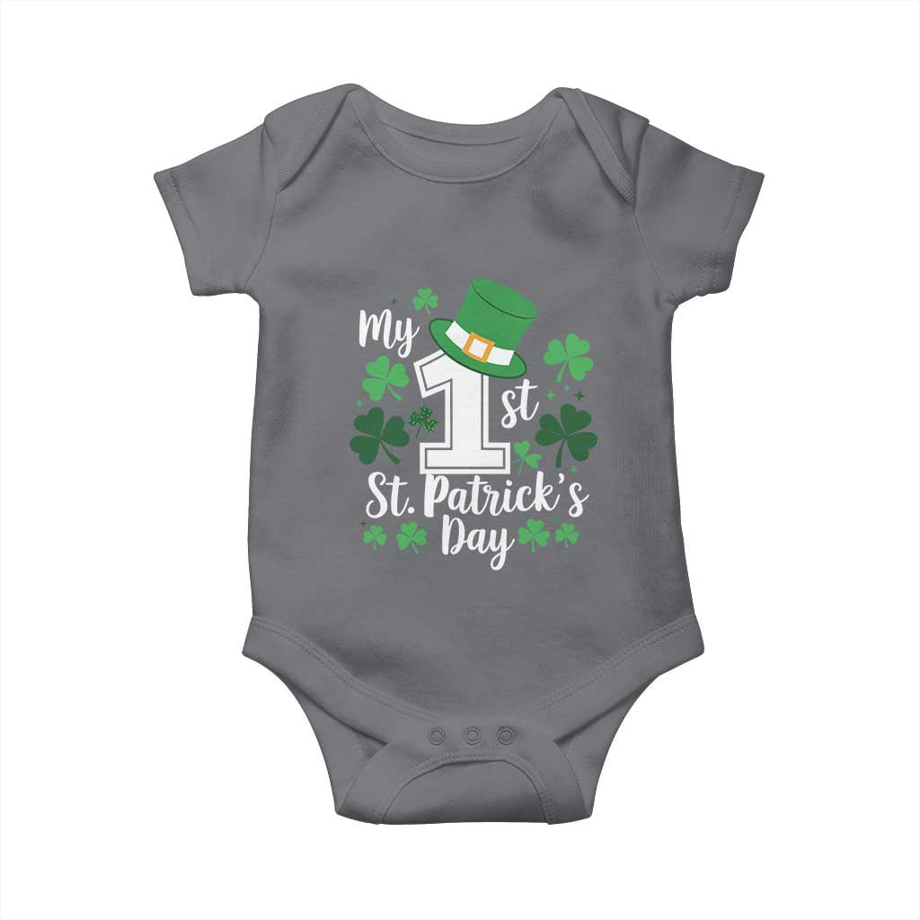 Funny My 1st St Patrick's Day Baby Onesie Shamrock TS11 Charcoal Print Your Wear