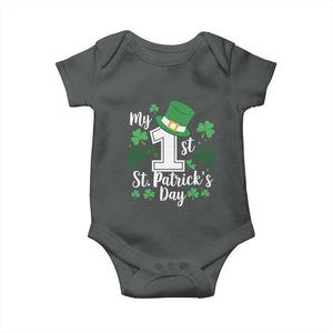 Funny My 1st St Patrick's Day Baby Onesie Shamrock TS11 Dark Heather Print Your Wear