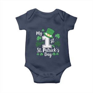 Funny My 1st St Patrick's Day Baby Onesie Shamrock TS11 Navy Print Your Wear