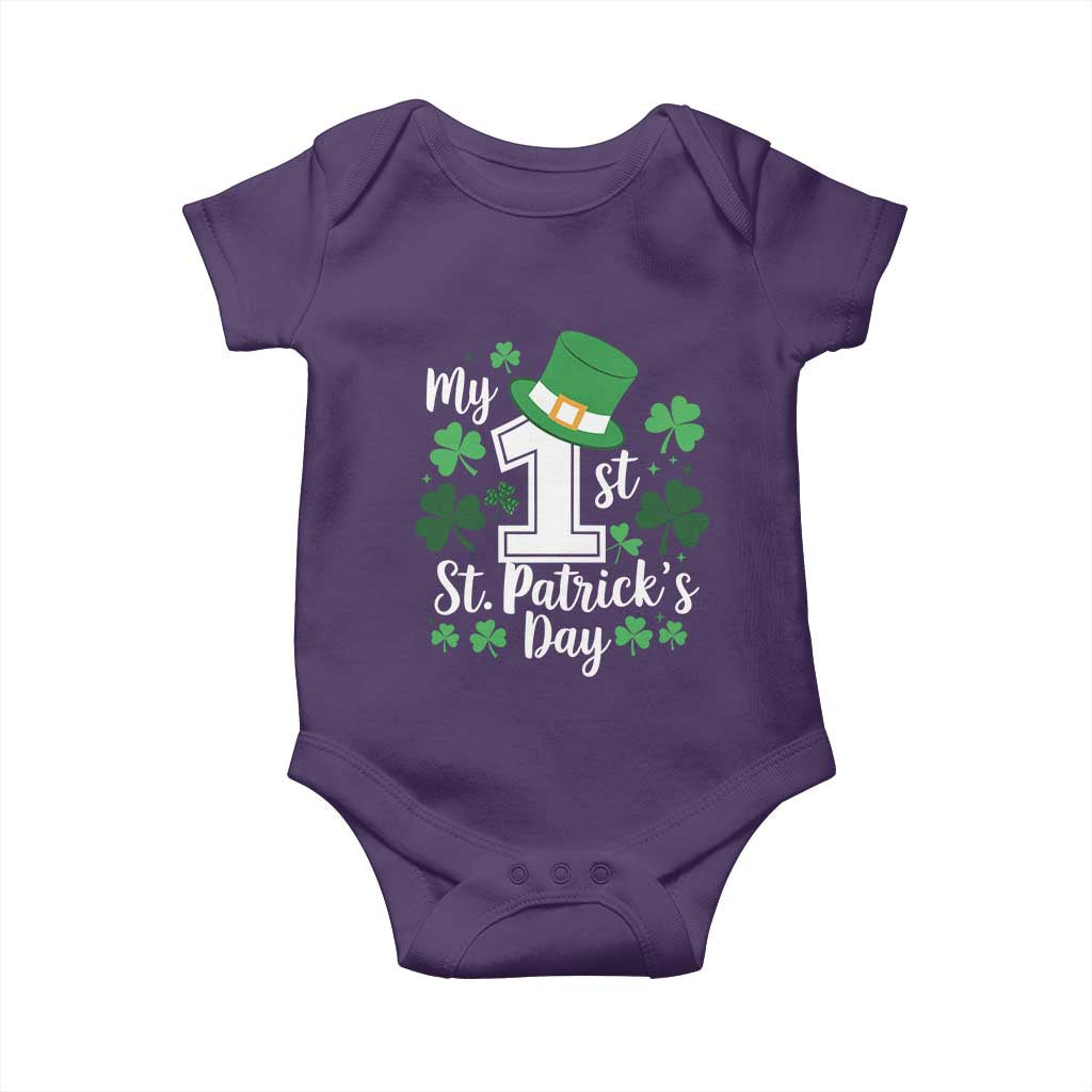 Funny My 1st St Patrick's Day Baby Onesie Shamrock TS11 Purple Print Your Wear