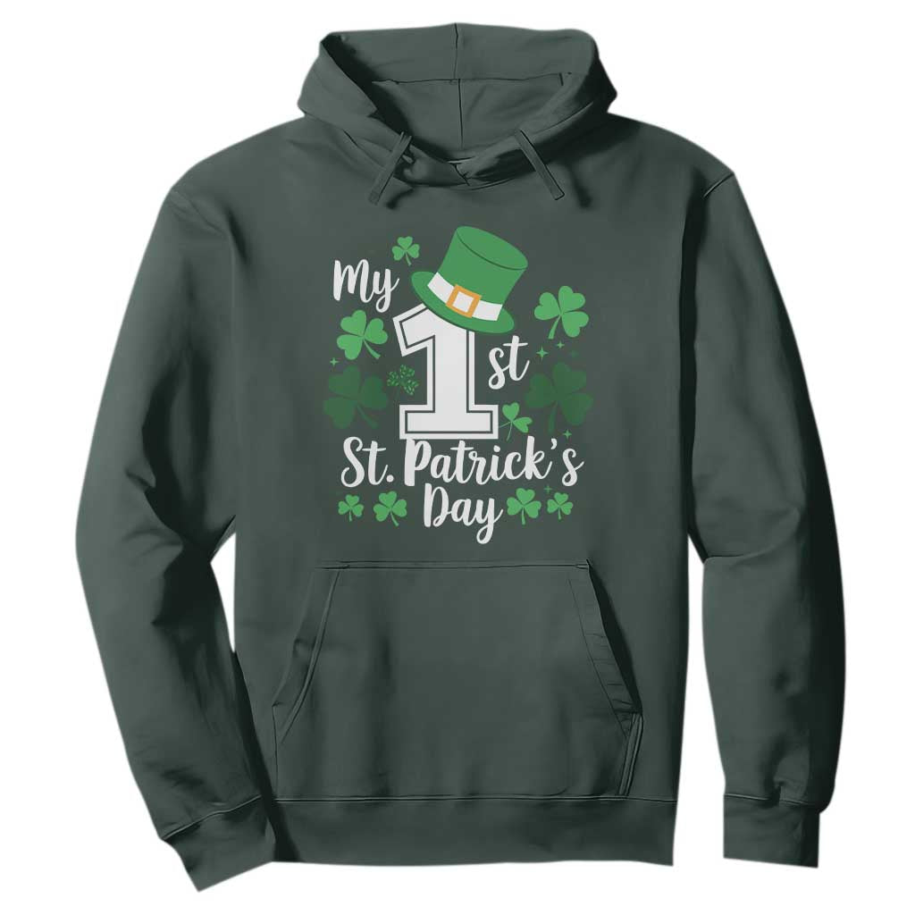 Funny My 1st St Patrick's Day Hoodie Shamrock TS11 Dark Forest Green Print Your Wear