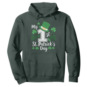 Funny My 1st St Patrick's Day Hoodie Shamrock TS11 Dark Forest Green Print Your Wear