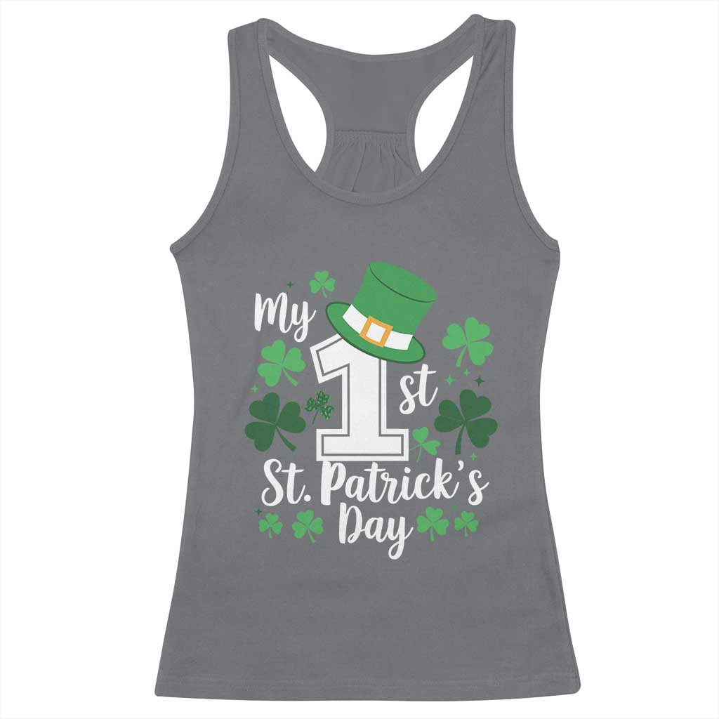 Funny My 1st St Patrick's Day Racerback Tank Top Shamrock TS11 Charcoal Print Your Wear