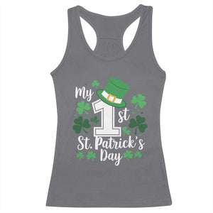 Funny My 1st St Patrick's Day Racerback Tank Top Shamrock TS11 Charcoal Print Your Wear