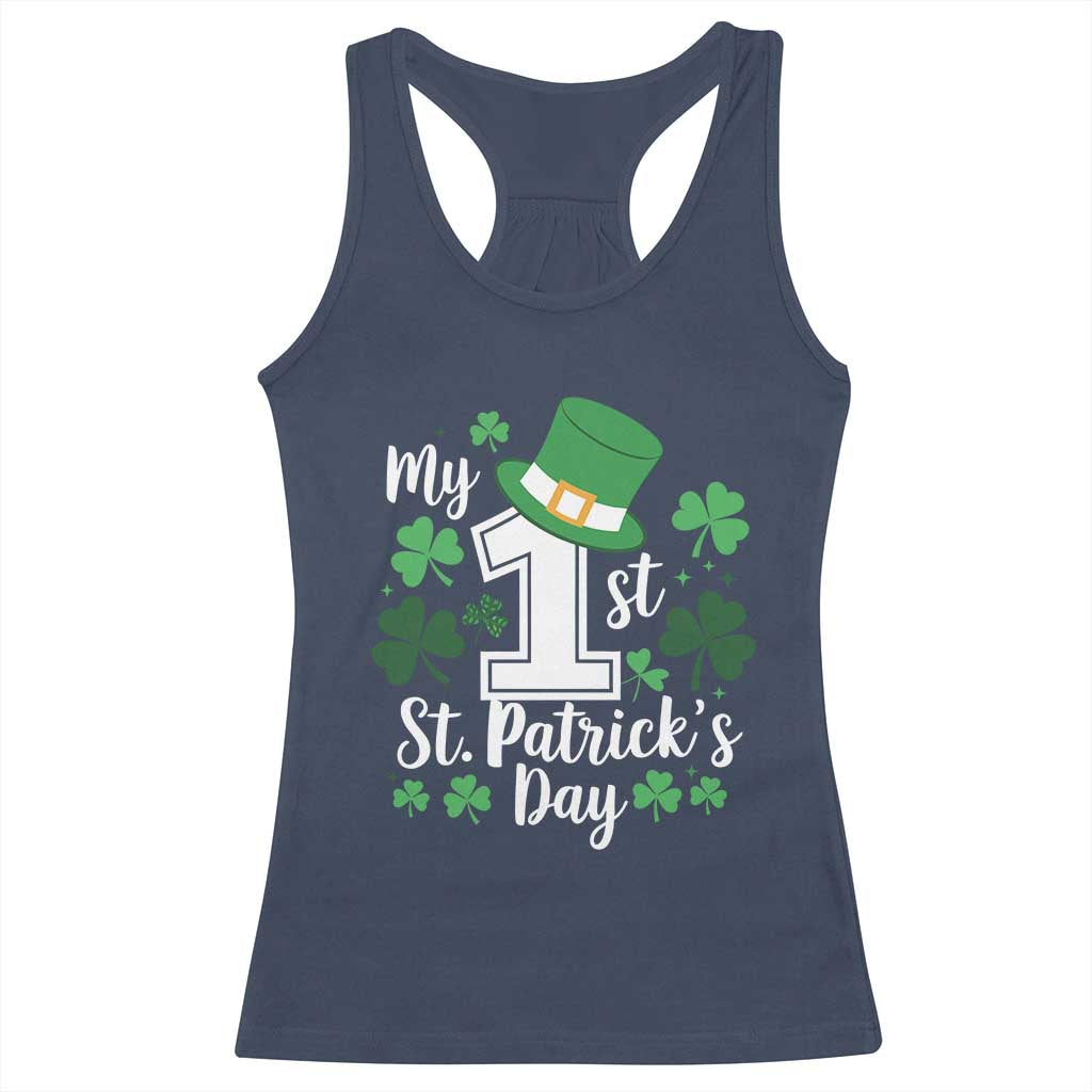 Funny My 1st St Patrick's Day Racerback Tank Top Shamrock TS11 Navy Print Your Wear