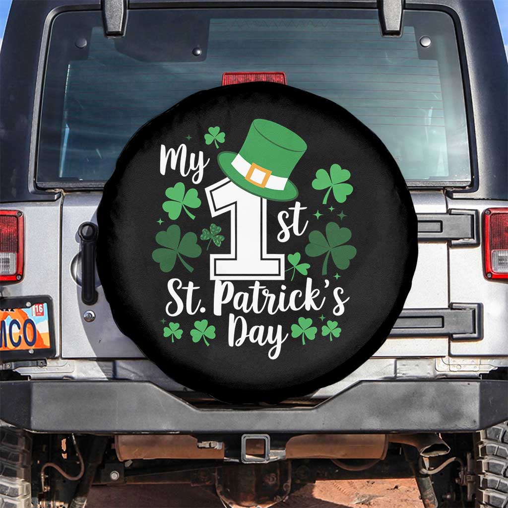 Funny My 1st St Patrick's Day Spare Tire Cover Shamrock TS11 No hole Black Print Your Wear