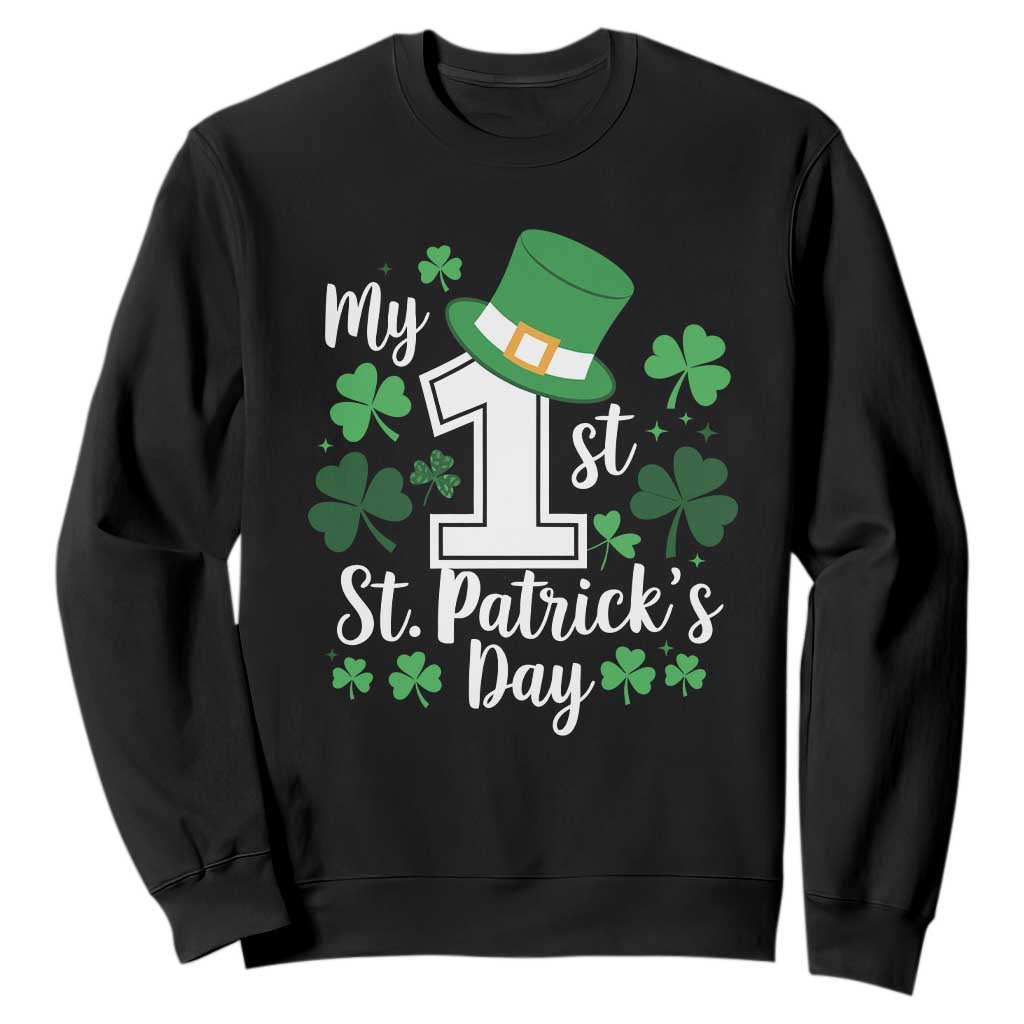 Funny My 1st St Patrick's Day Sweatshirt Shamrock TS11 Black Print Your Wear