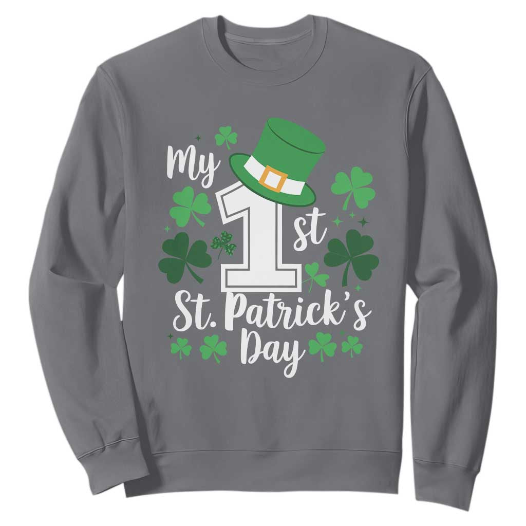 Funny My 1st St Patrick's Day Sweatshirt Shamrock TS11 Charcoal Print Your Wear