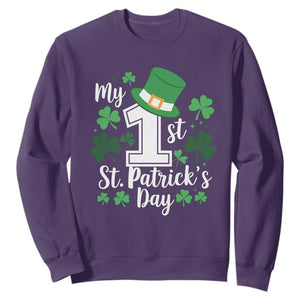 Funny My 1st St Patrick's Day Sweatshirt Shamrock TS11 Purple Print Your Wear